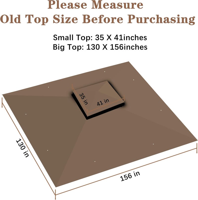 SCOCANOPY Replacement Gazebo Canopy for 10 x 12 Regency II Patio Gazebo Model L-GZ798PST,A101004104,A101004105,(Brown) - Image 4